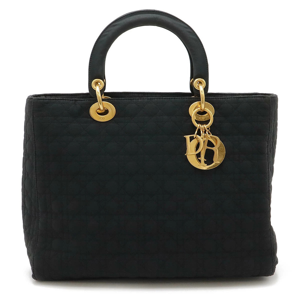 Christian Dior Lady Cannage Tote Bag Handbag Black